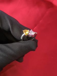 Diamcity (Free Gra Certificate) 1 Karat Moissanite Pink Diamond Love Membuka Cincin Wanita Baru