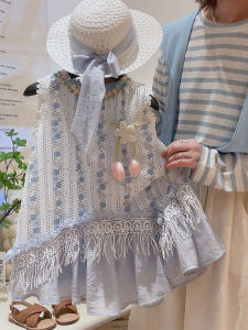 Bohemian Fringe Hem Vacation Style Sleeveless Faux Two-piece Girls Dress