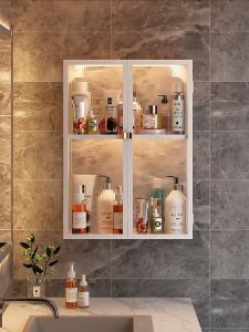 See-through Bathroom Cabinet Cosmetic Organizer Cabinet Toilet Storage Wall Cabinet Kabinet 置物架