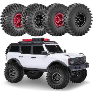 RCMMTING 4pcs 1.0 inch Mud Terrain Tyres & Beadlock Wheel Rims for 1/18 TRX4M 1/24 Axial SCX24 AX24 RC Crawler Car Upgrade Parts