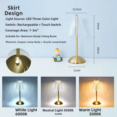 Luxurious Retro European Three-color Table Lamp Crystal Nightlight