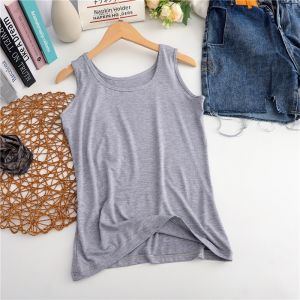 Summer Thin Classic Solid Color Modal round Neck Sleeveless Womens Inner Wear Tank Top Simple Versatile Base Layer Top