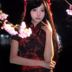 New Chinese Style Cheongsam Dress Halloween Christmas Cosplay Uniform Short Sleeve Maids Uniform Short Cheongsam Daily Wear