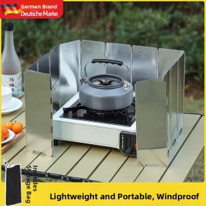 MONLEYTA | Outdoor Camping Windshield Aluminum Alloy Cassette Stove Gas Range Hood Shield Windproof Barrier Magnetic Anti- Wind Circle