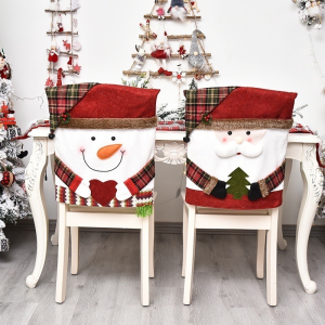 Santa Claus Table Chair Cover Cute Three-dimensional Santa Claus Snowman Elk Chair Cover Christmas Decorations for Home