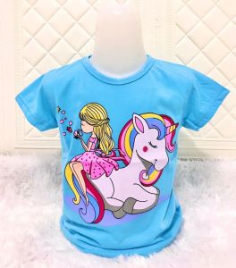 KAOS ANAK PEREMPUAN UNICORN GIRL LENGAN PENDEK USIA 1-12 TAHUN // BAJU ANAK CEWEK