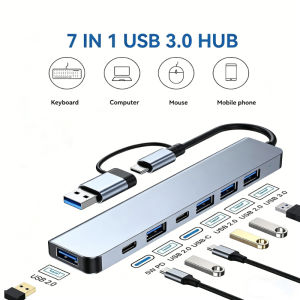 7/8Port USB C Hub Expander Multiport Adapter TypeC Splitter Dock USB3.0 Port for Xiaomi Phone Tablet Fast Data Transfer Charging