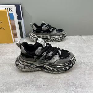 Retro Distressed Mens Sneakers Thick Sole Heightening Casual Sports Shoes Trendy Niche Design Dad Shoes Autumn New Style