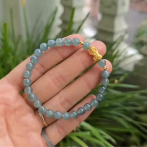 Q2558 Vòng Lam Ngọc 6li băng chủng mix tỳ hưu vàng 24k và bi vàng 10k dòng cao cấp ko kén mệnh - Phong Thủy TUDO