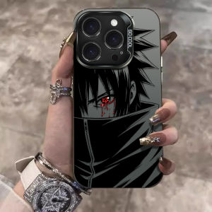 Bandai | Ốp Điện Thoại Naruto Uchiha Itachi Sasuke Nửa Mặt Phong Cách Anime Tối Màu Dành Cho iPhone 12/13/14/15/16 Pro Max/XS/X/XR/SE 2020 Nhẹ Chống Xước Chất Liệu PC Mờ