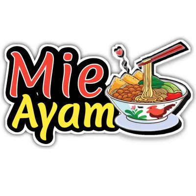 Sticker Mie Ayam | Sticker Gerobak Kaca Jualan