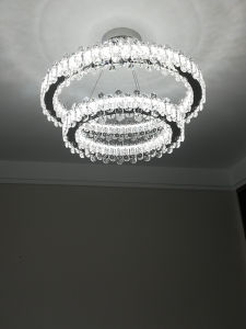 Full Spectrum Eye-Care Crystal Chandelier Double Layer Double Ring