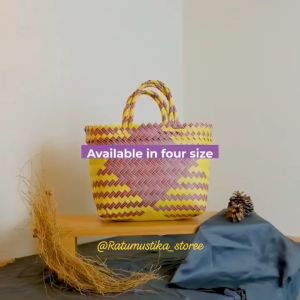 Tas lurik anyaman Tas keranjang anyaman Tas belanja Tas jadul