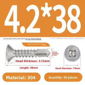 BAIRUITE | 304 Stainless Steel Self-Tapping Flat Head Screw 410