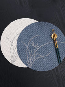 Retro Chinese Style round Dining Mat Orchid Pattern Western Dinner Plate Mat Table Heat Insulation Pad Restaurant Dish Arrangement Bowl Mat