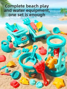 MONLEYTA | Childrens Beach Toy Set Baby seaside water play sand digging hourglass shovel bucket tool sandpit play plastic gender neutral