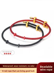FUJINJIA | Adjustable Red Thread Beadable Charm Bracelet for Women