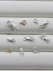 S925 Sterling Silver Button Gold-Plated Small Necklace Buckle Lobster Buckle S M-Shaped Buckle Argent Pur DIY Accessories Bracelet Accessories