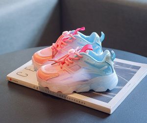 Sepatu Anak Sneakers Cewek Cowok Impor Fashion Korea Biru Pink #1 Size 26-35