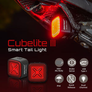 Cubelite 3 Bike Taillight Bicycle Rear Light Smart Cycling Tail Light Auto Start/Stop Brake Sensing LED Charging Waterproof IPX6