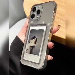 Ốp Điện Thoại Trong Suốt Có Ngăn Đựng Thẻ Cho iPhone 17/16/15/14/13/12/11 Pro Max Air 7/8 Plus XR XS SE 2020 2022 - Vỏ Da Chống Sốc