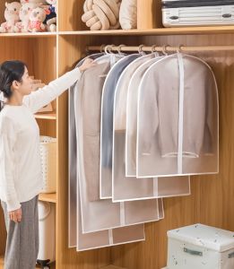 Cover Baju Resleting PEVA Anti Debu Penutup Gantungan Baju Pakaian Gown Jas
