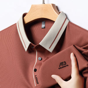 Counter Big Brand Polo Big Sale Short Sleeved T-shirt T-shirt Mens Classy Ice Silk Seamless Middle-Aged Men Contrast Color Lapels Polo Shirt