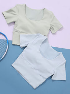 Sports Bra Top for Women with Chest Pad Quick Drying Breathable Elastic Slimming Yoga Gym Fitness Running Shirt