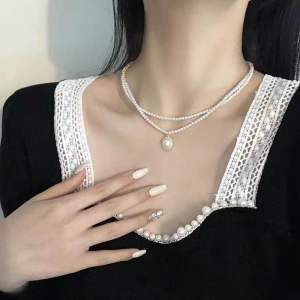 Set Kalung dan anting mutiara cantik elegan