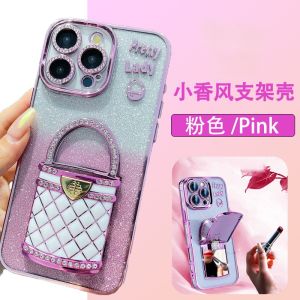 Double Color Gradient Diamond bag Phone Case For Huawei Mate 60 60pro Pura 70Pro Glitter Mirror Bracket
