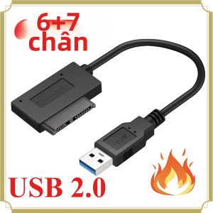 Cáp Chuyển Đổi USB 2.0 Sang Mini SATA II 13 Chân Cho Ổ Cứng Laptop CD/DVD ROM Slimline Hộp Đựng Ổ Cứng - Bộ Chuyển Đổi SATA II 7+6 Chân