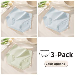 Miiow | MiiOW Womens Seamless Ice Silk Underwear High Waist Thin Triangle Panties Pure Cotton Antibacterial Crotch Summer Style