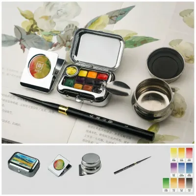 HUAJINHUANHUA | Portable Professional Watercolor Paint Set