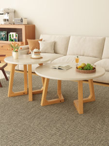 FWTDF | Solid Wood Leg Cream Style Round Coffee Table