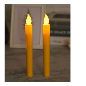 1 Pasang(2pcs+2base)Lilin LED Elektronik/Lampu Elektrik Lilin/LED Lilin Dekorasi/Tanpa Asap Bahan Plastik