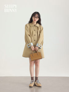 Doll Collar Raglan Sleeve Spring Petite Fit Loose Styling Mid Length Coat