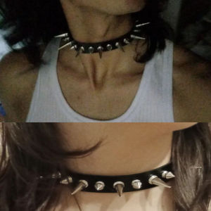 Punk Long Spike Choker Faux Leather Collar for Women Men Cool Big Rivets Studded Chocker Goth Style Necklace Accessories 2025