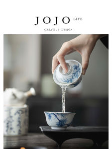 Hand-Painted Ceramic Tea Cup with Silver Rim Underglaze Porcelain Tea Set Chinese Style Drinking Cup Fresh Style from Mainland China