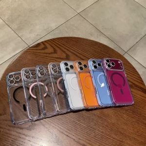 Ốp Lưng Lai Acrylic Cao Cấp Cho iPhone Hỗ Trợ Sạc Không Dây Magsafe Mặt Lưng Cứng Trong Suốt Từ Tính Dành Cho Pro Max 18 17 16 15 14 13