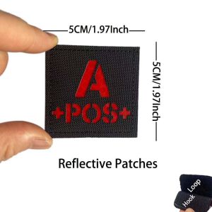IR Reflective Patches Blood Type A B AB O POS Applique EmblemNKDA No Known Drug Allergy Military Tactical Rescue Clothes Badge