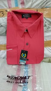 Wendyat T Kemeja Formal Reguler Warna Merah Cabe✓Kemeja Pria Polos Lengan Panjang