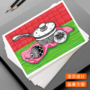 Colorful Line Drawing Copy Cards Original Creative Art Studio for Children 32 Pieces Still Life And Flower Step-by-Step Packets