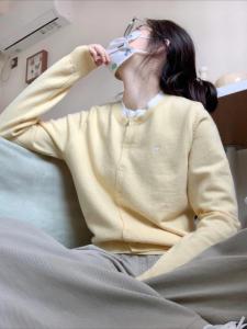 Fake Two-Piece Knitting Cardigan Womens Autumn New Arrival Long Sleeves Inner Bottoming Shirt Stylish Soft Glutinous Sweater Coat Top