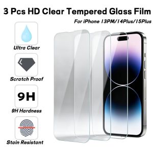 3Pcs 9H Protection Tempered Glass Film For iPhone 13PM 14Plus 15Plus HD Screen Protector Glass
