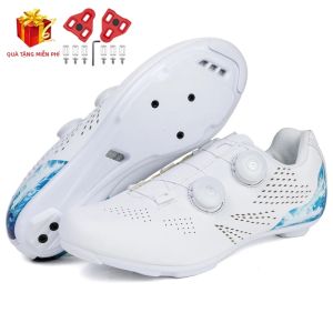 Giày Đạp Xe Tốc Độ Cao Giày Xe Đạp Đường Trường Nam Nữ Giày Thể Thao Thoáng Khí Bằng Da Đế Đạp Xe Đạp Dành Cho Shimano Giày Đua Tự Khóa