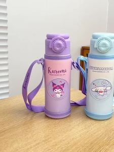 Sanrio | 1PC KUROMI 500ML Bình Nước Cách Nhiệt Chân Không Bằng Thép Không Gỉ Có Tay Áo Cốc Bình Giữ Nhiệt Di Động Cho Đồ Uống Nóng Và Lạnh