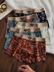 Mens Cotton Mid-Waist Boxer Brief - Ethnic Pattern with "FOREVER" Waistband (Single Piece)