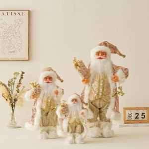 Christmas Decorative Ornament Rose Gold Santa Claus Figure