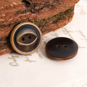 Aged Natural Button Real Cow Horn Yellow Cotton Linen Suit Retro Western Wear Woolen Coat Fire Burned Vintage Style Button