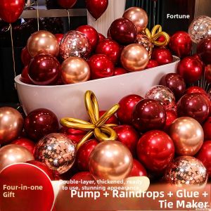 MONLEYTA | Red Balloons Moving Celebration Decoration Items Round Shape Festival Celebration Style Gem Red Color Balloon Set For Moving Ceremony